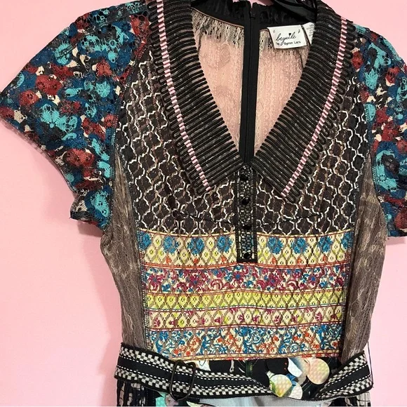 Byron Lars Floral and Geometric Midi Dress - Picture 3 of 5